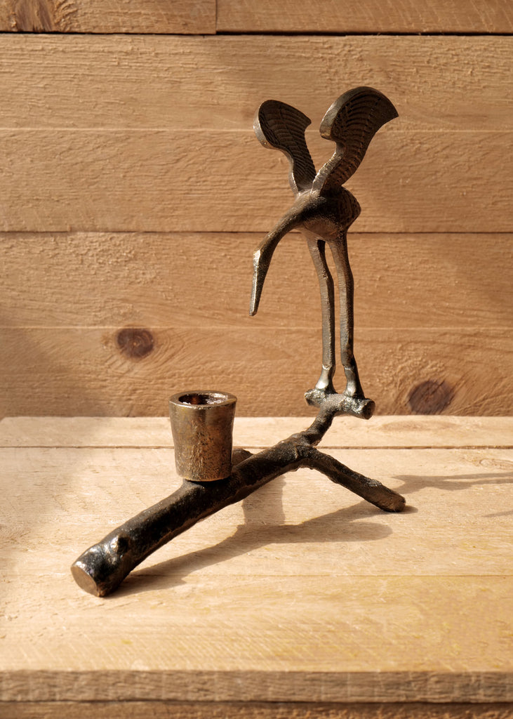 Bronze Crane Candlestick Set - Slow Roads