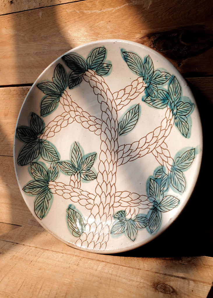 Hand Painted Greenscape Platter - Slow Roads