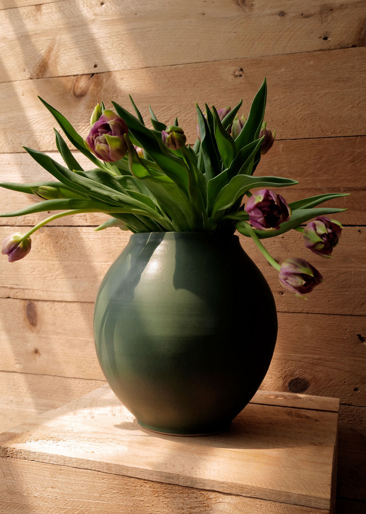 Hand Thrown Moon Vase, Pine - Slow Roads