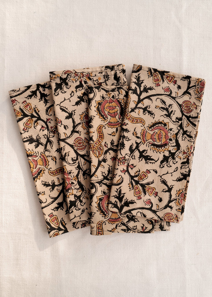 Keoladeo Block Print Napkins, Sands (Set of 6) - Slow Roads