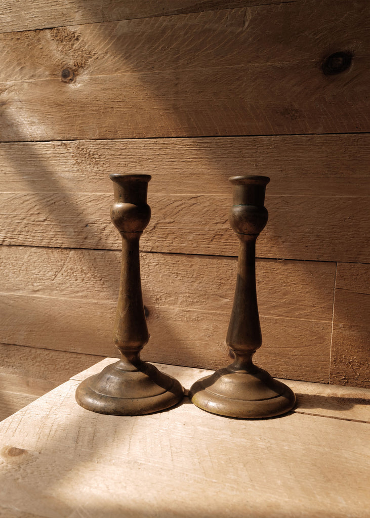 Lupine Cast Brass Candlesticks - Slow Roads