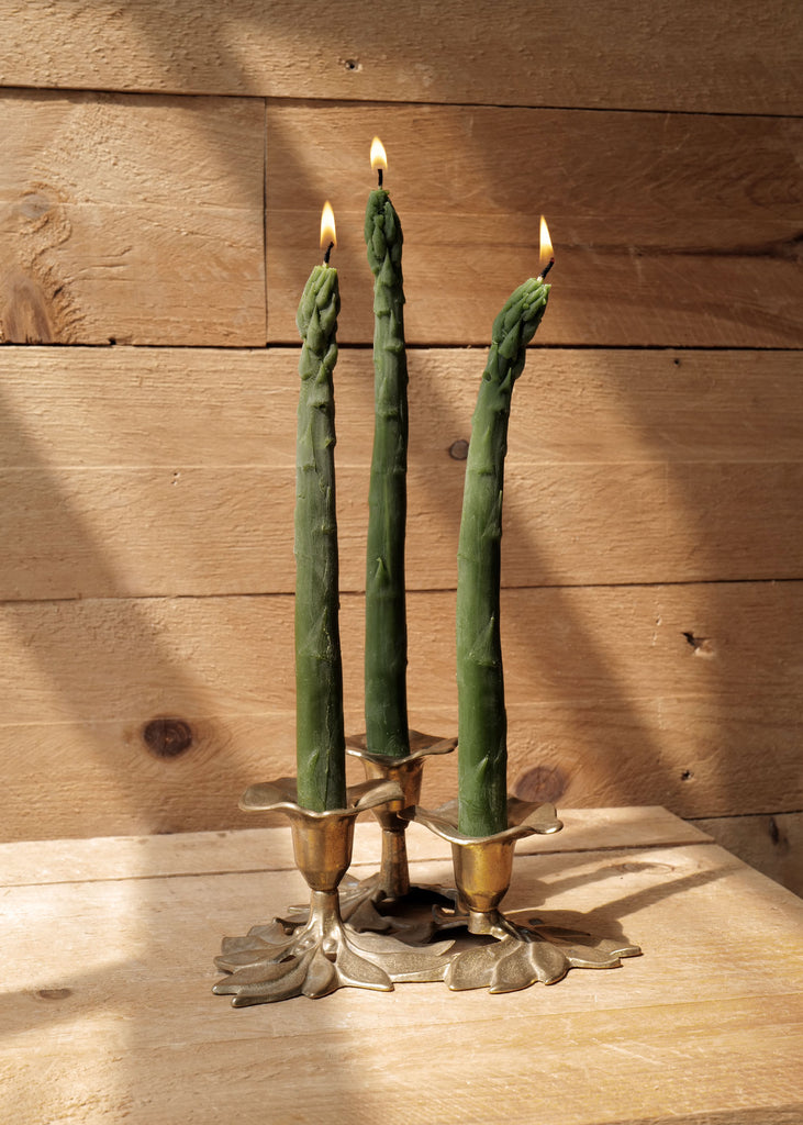 Trois Floral Brass Candlestick - Slow Roads