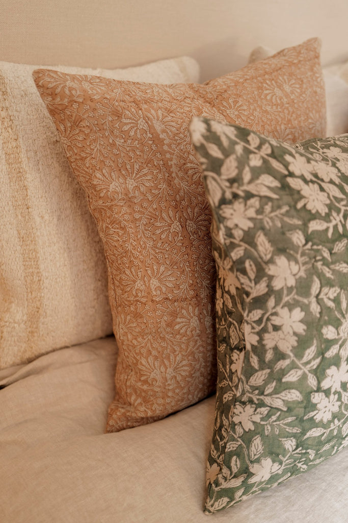 Sutton Block Print Floral Pillows - Slow Roads